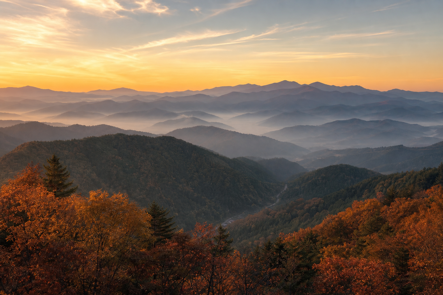 객실에서 보는 산자락